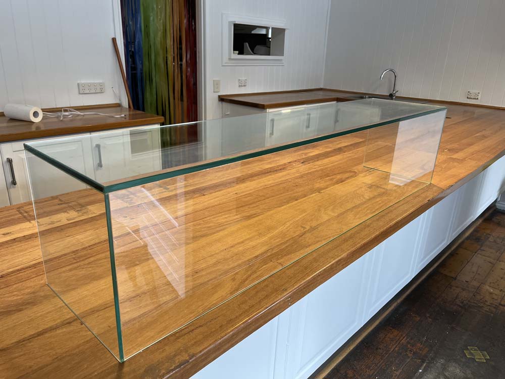 custom glass cut to size and installed for project in point leo